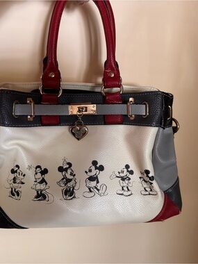 Mickey Mouse Graphic Satchel Bag - Red, Black, Gray, White